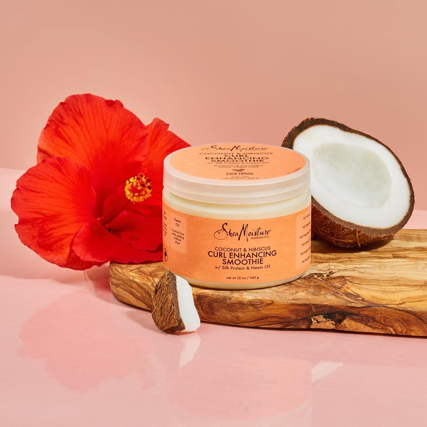 SheaMoisture Curl Enhancing Smoothie Cream for Thick, Curly Hair, Coconut & Hibiscus, Sulfate-Free & Paraben-Free, 12 oz