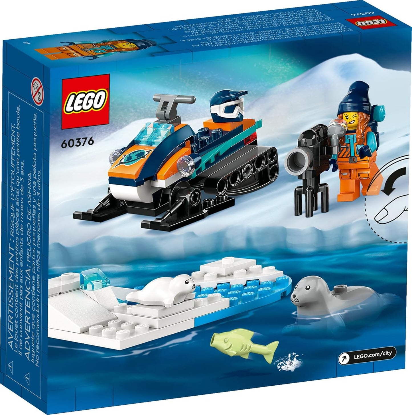 LEGO City Arctic Explorer Snowmobile 60376 Building Set – Snowmobile Playset with Minifigures and 2 Seal Figures, Perfect Gift for Imaginative Play for Kids Aged 5+