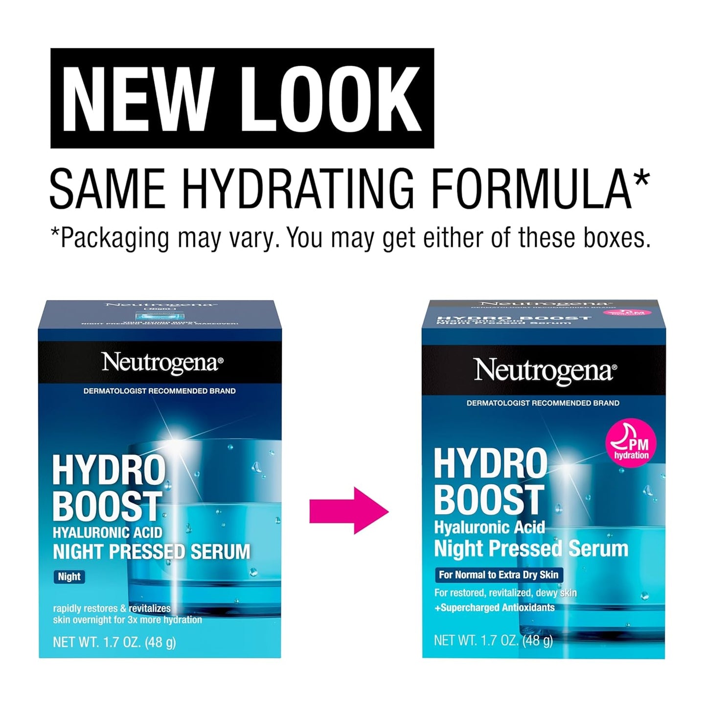 Neutrogena Hydro Boost Night Pressed Serum with Hyaluronic Acid, 1.7 oz – Overnight Hydration Facial Moisturizer for Normal to Extra Dry Skin