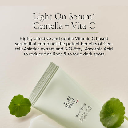 Beauty of Joseon Light On Serum Vitamin C Centella Serum | Dark Spot, Fine Lines, and Pigmentation Correcting, Hydrating Moisturizer, 30ml (1 fl.oz), Korean Skin Care for Men and Women