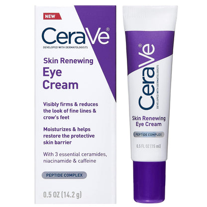 CeraVe Skin Renewing Eye Cream for Wrinkles | Anti-Aging Eye Cream with Peptides, Caffeine & Niacinamide | Paraben-Free & Ophthalmologist Tested