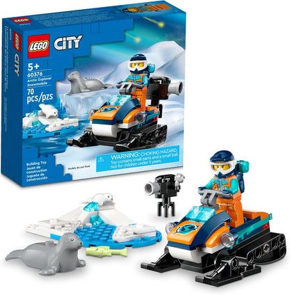 LEGO City Arctic Explorer Snowmobile 60376 Building Set – Snowmobile Playset with Minifigures and 2 Seal Figures, Perfect Gift for Imaginative Play for Kids Aged 5+