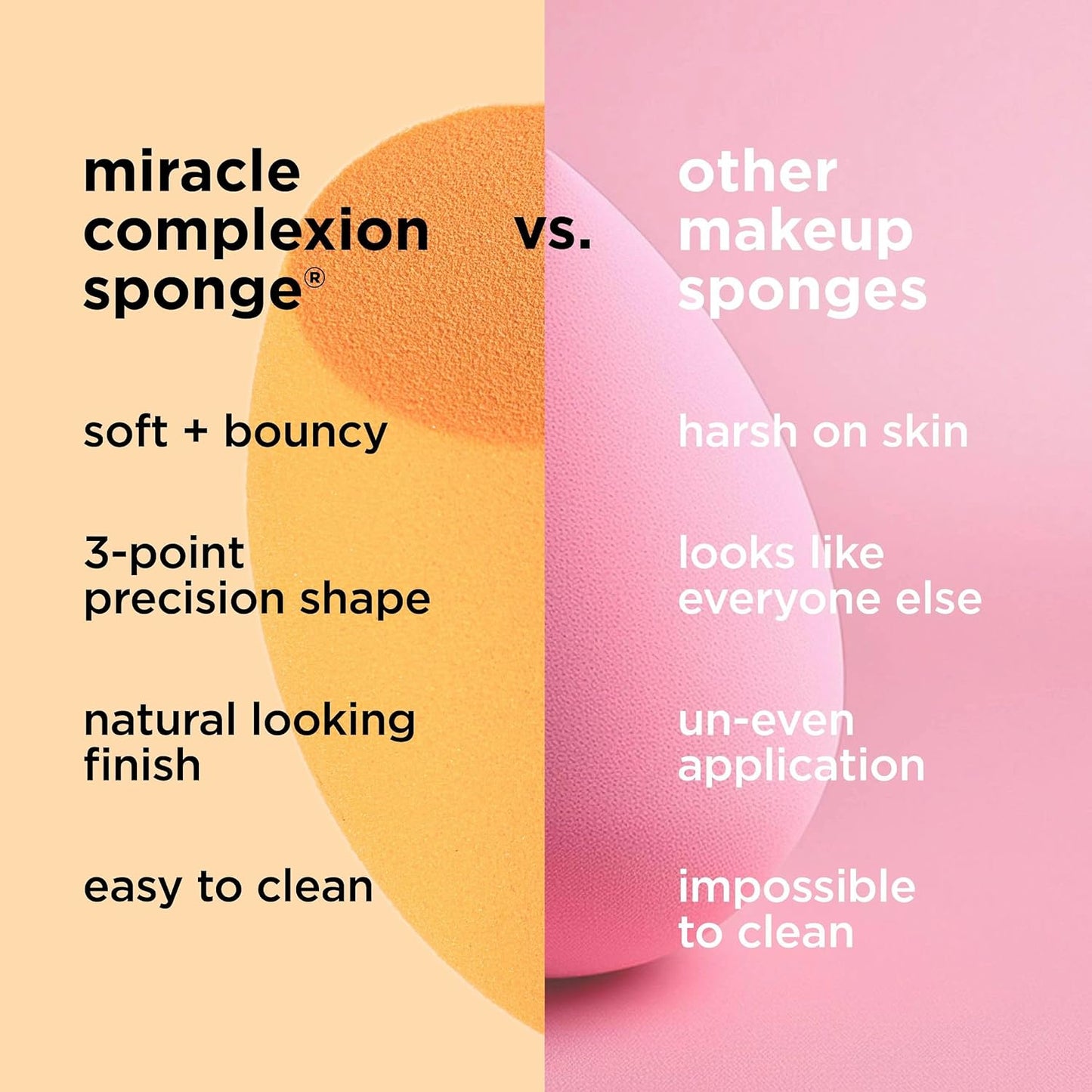 Real Techniques Miracle Complexion Sponge, Full Coverage Makeup Blender for Liquid & Cream Foundation, Streak-Free Professional Tool, 4 Count, Cruelty-Free, Vegan, Latex-Free