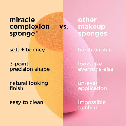 Real Techniques Miracle Complexion Sponge, Full Coverage Makeup Blender for Liquid & Cream Foundation, Streak-Free Professional Tool, 4 Count, Cruelty-Free, Vegan, Latex-Free