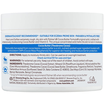 Palmer's Cocoa Butter Formula Daily Skin Therapy Solid Lotion with Vitamin E, Moisturizing Body Lotion for Extremely Dry Skin, 7.25 oz (Pack of 1)