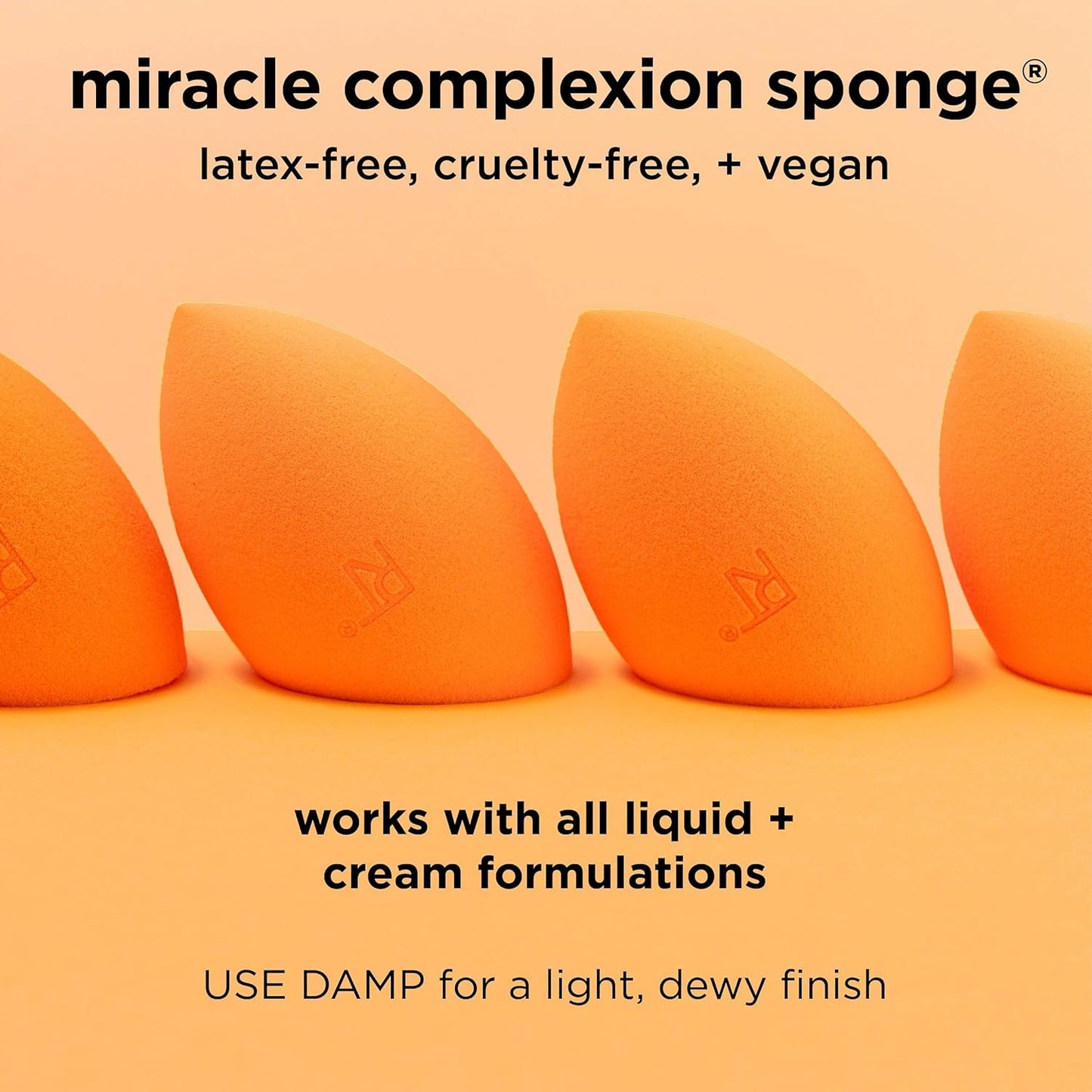 Real Techniques Miracle Complexion Sponge, Full Coverage Makeup Blender for Liquid & Cream Foundation, Streak-Free Professional Tool, 4 Count, Cruelty-Free, Vegan, Latex-Free