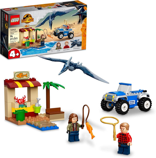 LEGO Jurassic World Pteranodon Chase 76943 – Dinosaur Toy Set with 2 Minifigures and Buggy Car, Perfect Gift for Kids Aged 4+, Ideal for Dinosaur Fans