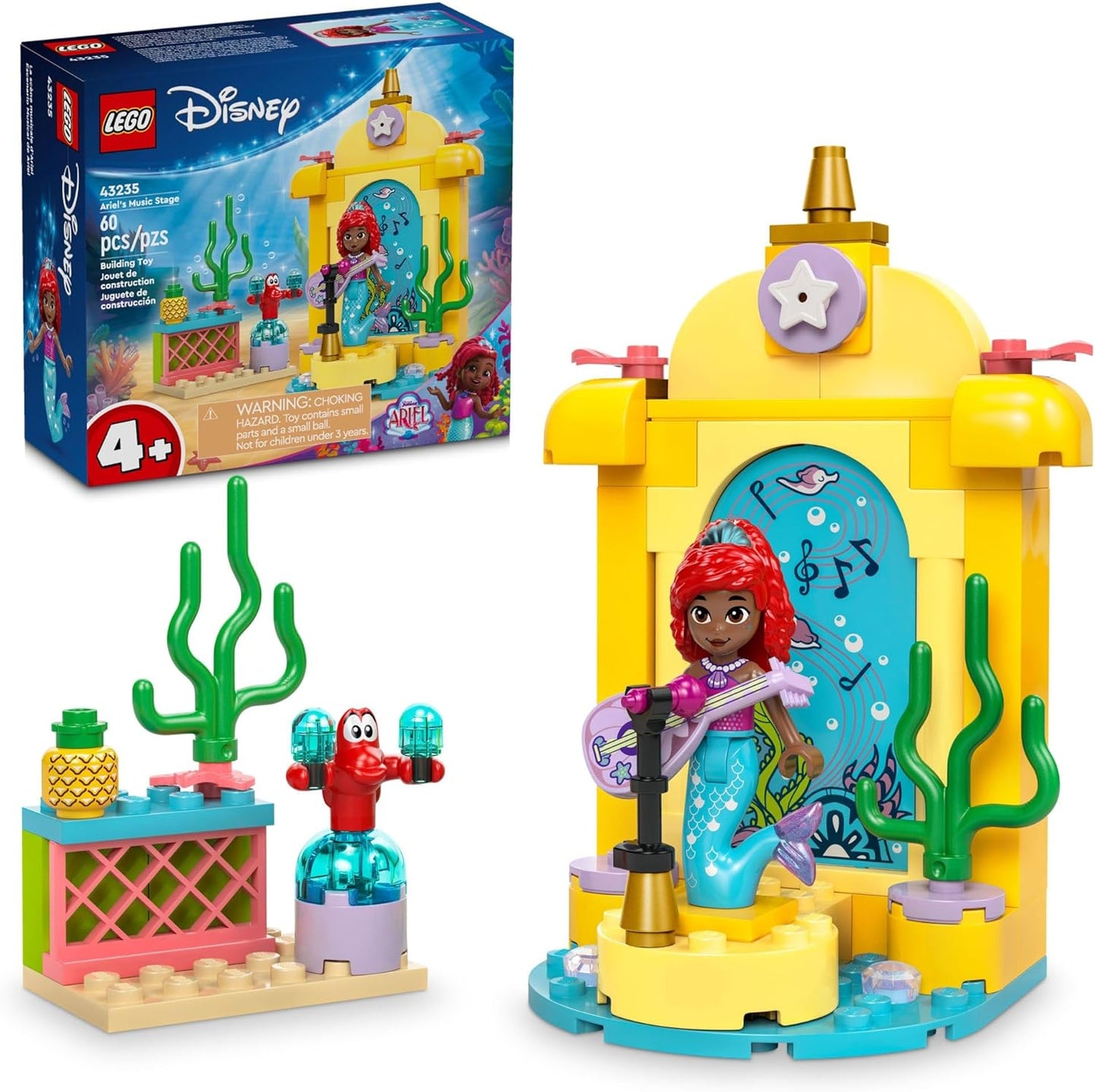 LEGO Disney Princess Ariel’s Music Stage – Buildable Toy Set with Ariel and 2 Iconic Characters, Perfect Disney Gift for Kids Aged 4+, 43235