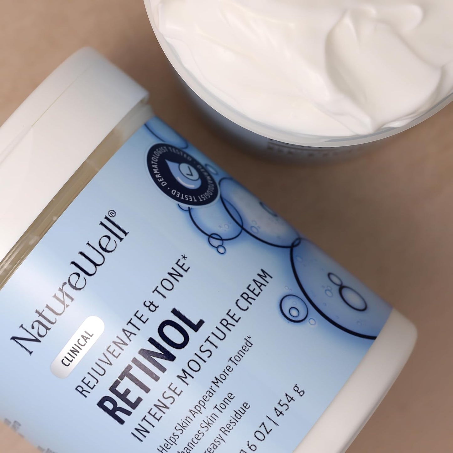 NATURE WELL Clinical Retinol Advanced Moisture Cream for Face, Body & Hands, Anti-Aging Treatment for Discoloration, Wrinkles, Sun Damage, and Sagging Skin | 16 Oz