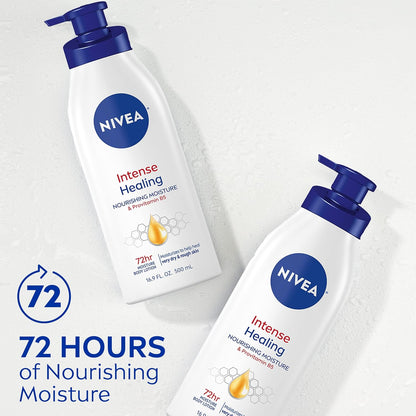 NIVEA Body Lotion, 16.9 Fl Oz | Intense Healing for Dry Skin, 72-Hour Moisturization with Deep Nourishing Serum