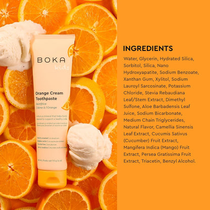 Boka Fluoride-Free Nano Hydroxyapatite Toothpaste, Remineralizing & Whitening for Sensitive Teeth, Orange Cream Flavor, 4oz - US Manufactured