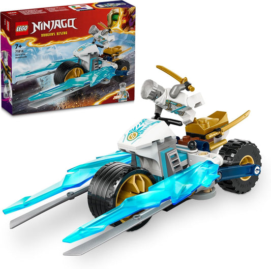 LEGO NINJAGO Zane's Ice Motorcycle Building Set – Action-Packed Toy for Kids Aged 6+ Featuring Zane Minifigure, 71816