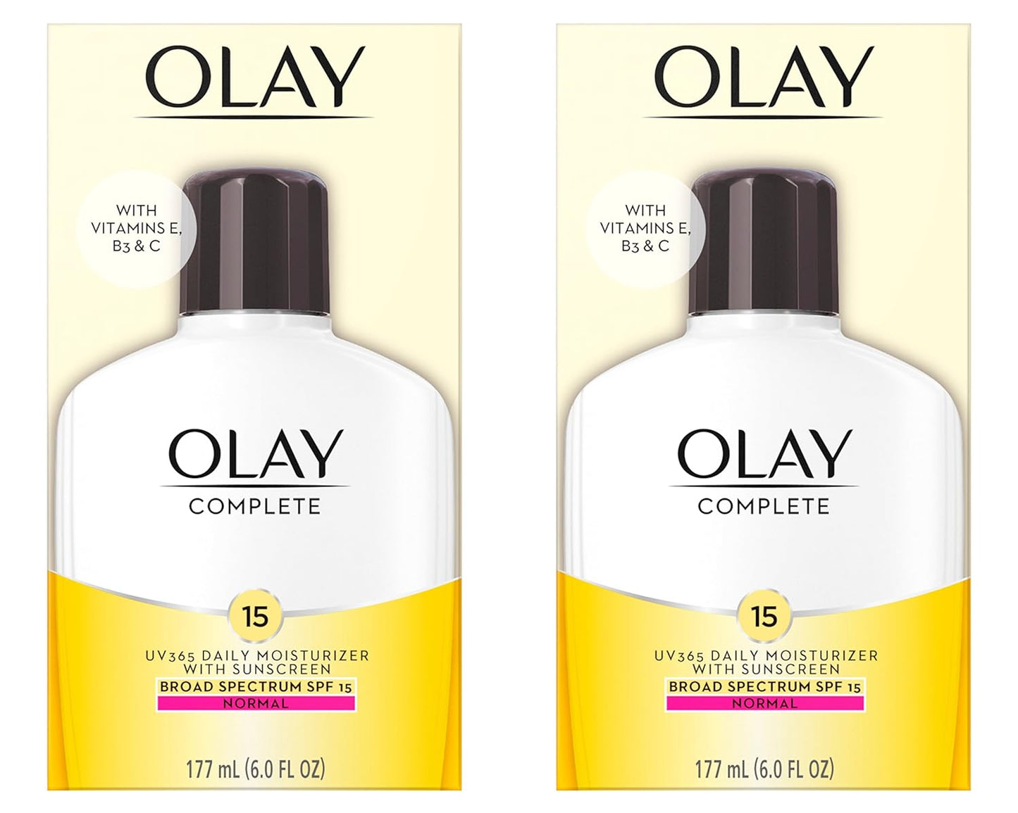 Olay Complete All Day Facial Moisturizing Lotion with SPF 15, 6 Fl Oz (Pack of 2) | Daily Moisturizer for Normal Skin and Hydration