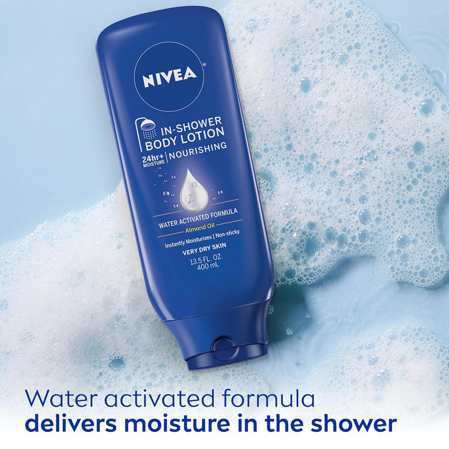 NIVEA Nourishing In-Shower Body Lotion, 13.5 Fl Oz | Hydrating Lotion for Dry Skin with Moisture-Rich Formula