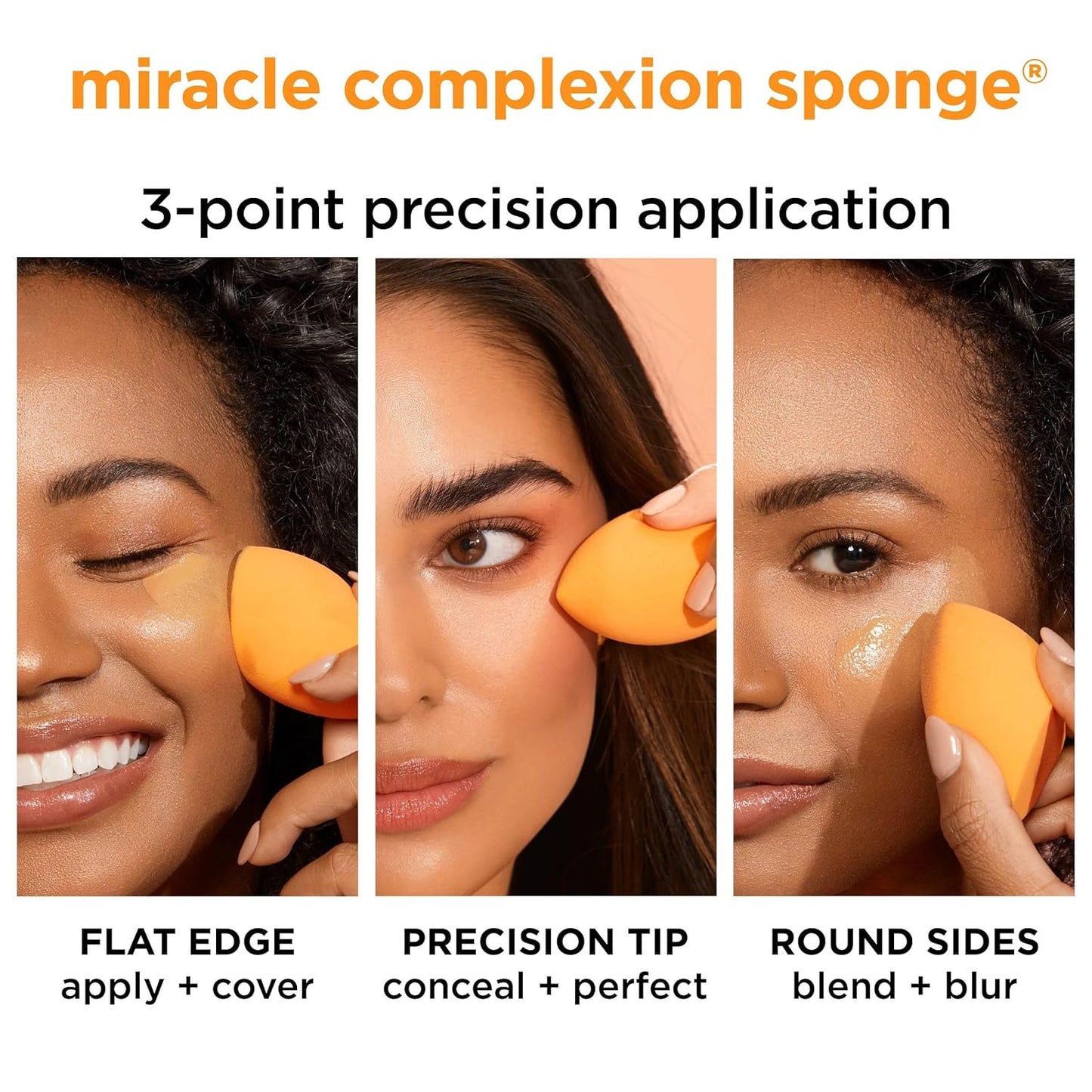 Real Techniques Miracle Complexion Sponge, Full Coverage Makeup Blender for Liquid & Cream Foundation, Streak-Free Professional Tool, 4 Count, Cruelty-Free, Vegan, Latex-Free