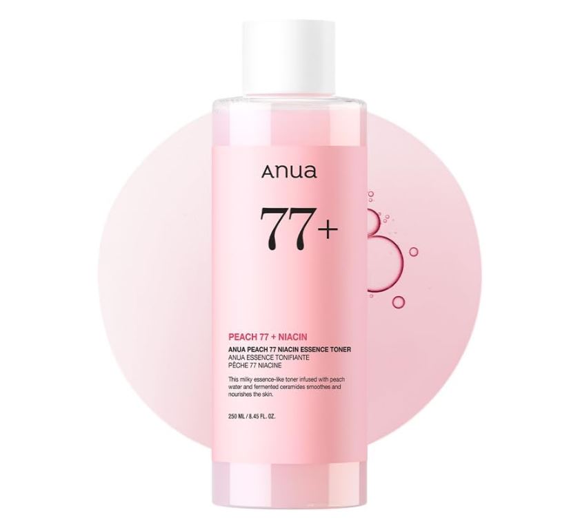 Anua Peach 77 Niacin Essence Toner – Brightening Toner for Glass Skin with Niacinamide, Panthenol & Ceramides, 250ml (8.45 fl oz) – Korean Skincare