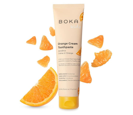 Boka Fluoride-Free Nano Hydroxyapatite Toothpaste, Remineralizing & Whitening for Sensitive Teeth, Orange Cream Flavor, 4oz - US Manufactured