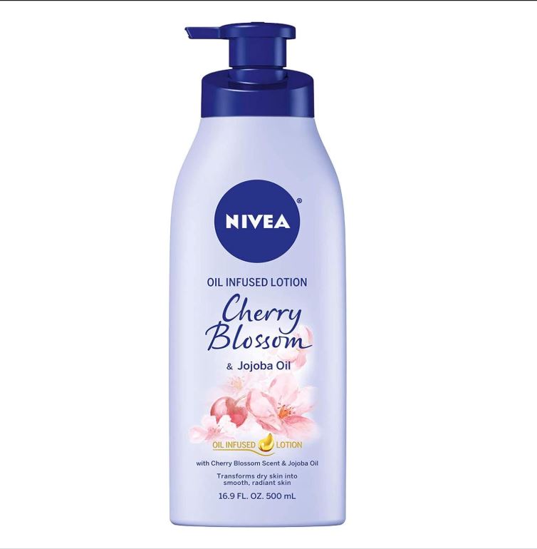 NIVEA Oil Infused Body Lotion, Cherry Blossom & Jojoba Oil, 16.9 fl oz Pump Bottle | Moisturizing Lotion for Dry Skin