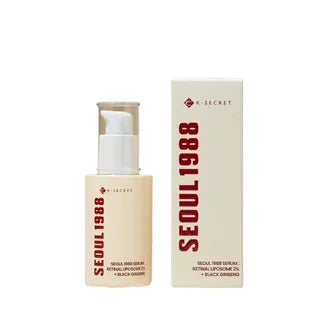 KSECRET SEOUL 1988 Serum, 30ml (1.01 fl. oz.) – Retinal Liposome 2% + 58% Black Ginseng Extract with Bakuchiol, Vitamin C & 3 Peptides for Wrinkle Care – Korean Skincare